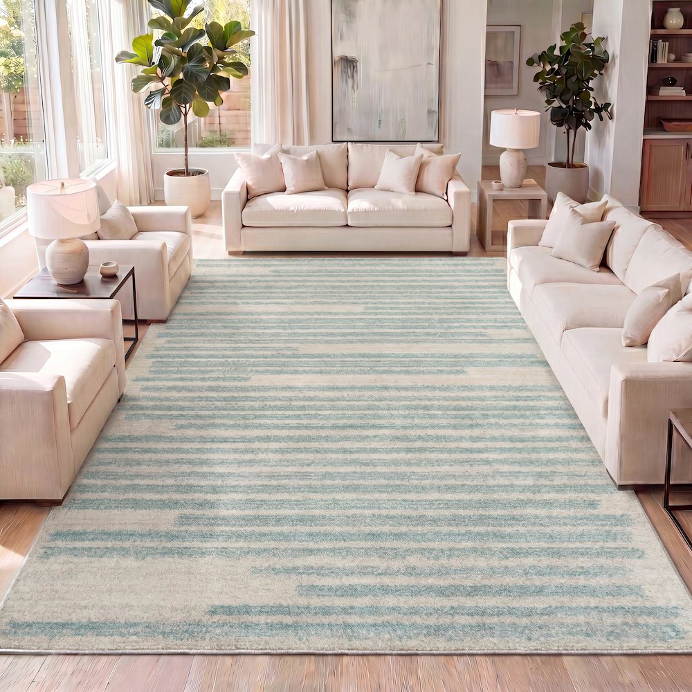 Khalil Modern Berber Stripe Area Rug