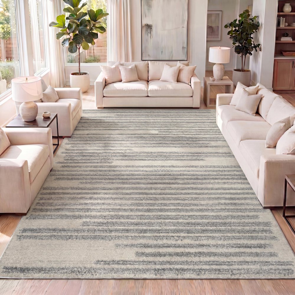 Khalil Modern Berber Stripe Area Rug