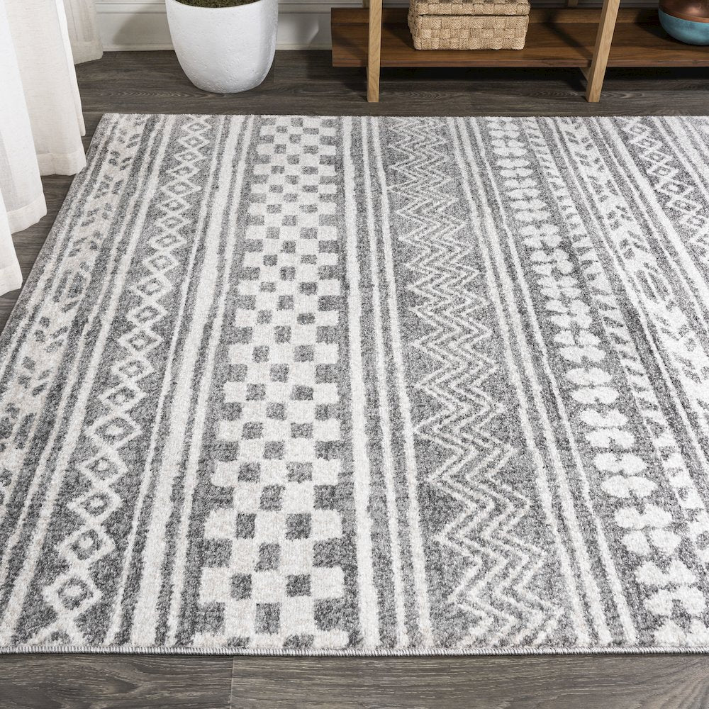 Imlil Tribal Geometric Stripe Area Rug