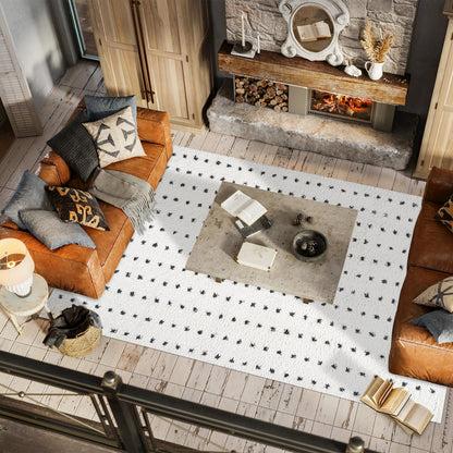 Pele Modern Geometric Dot Shag Area Rug