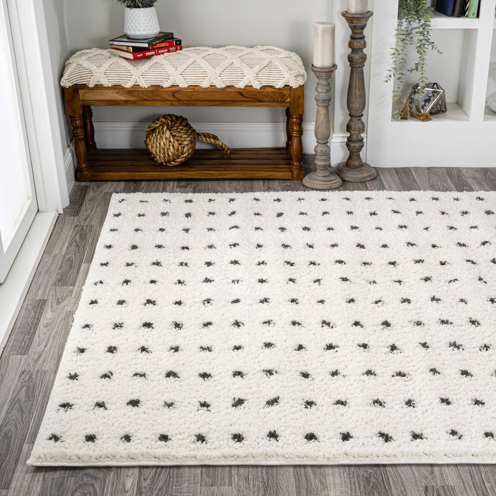 Pele Modern Geometric Dot Shag Area Rug