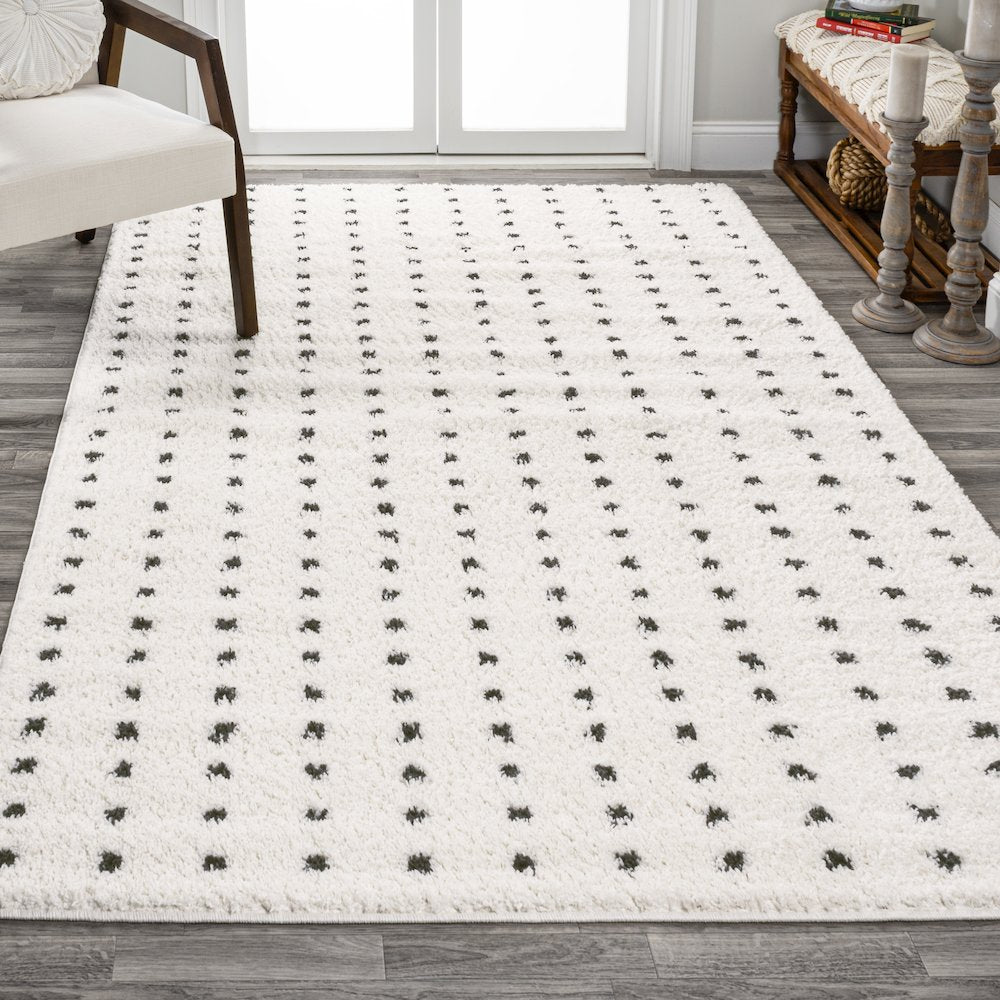 Pele Modern Geometric Dot Shag Area Rug