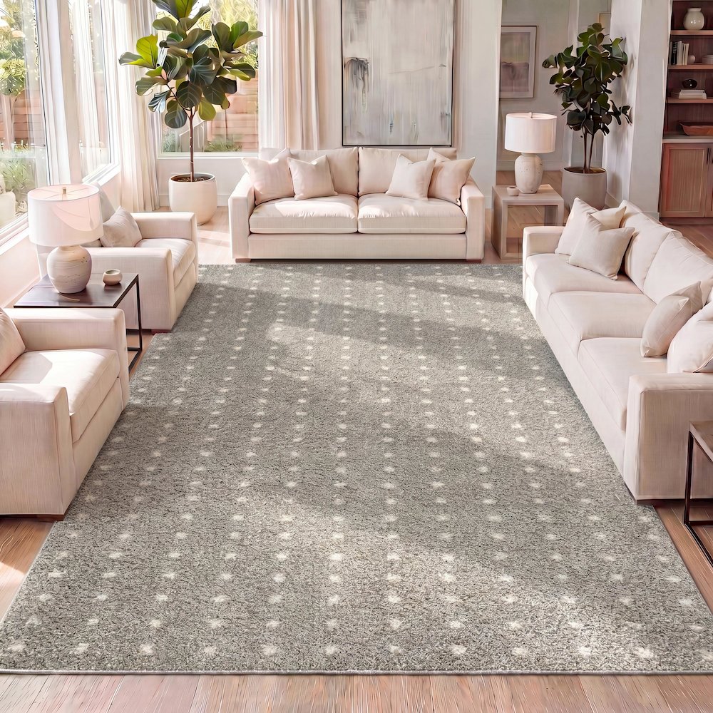 Pele Modern Geometric Dot Shag Area Rug