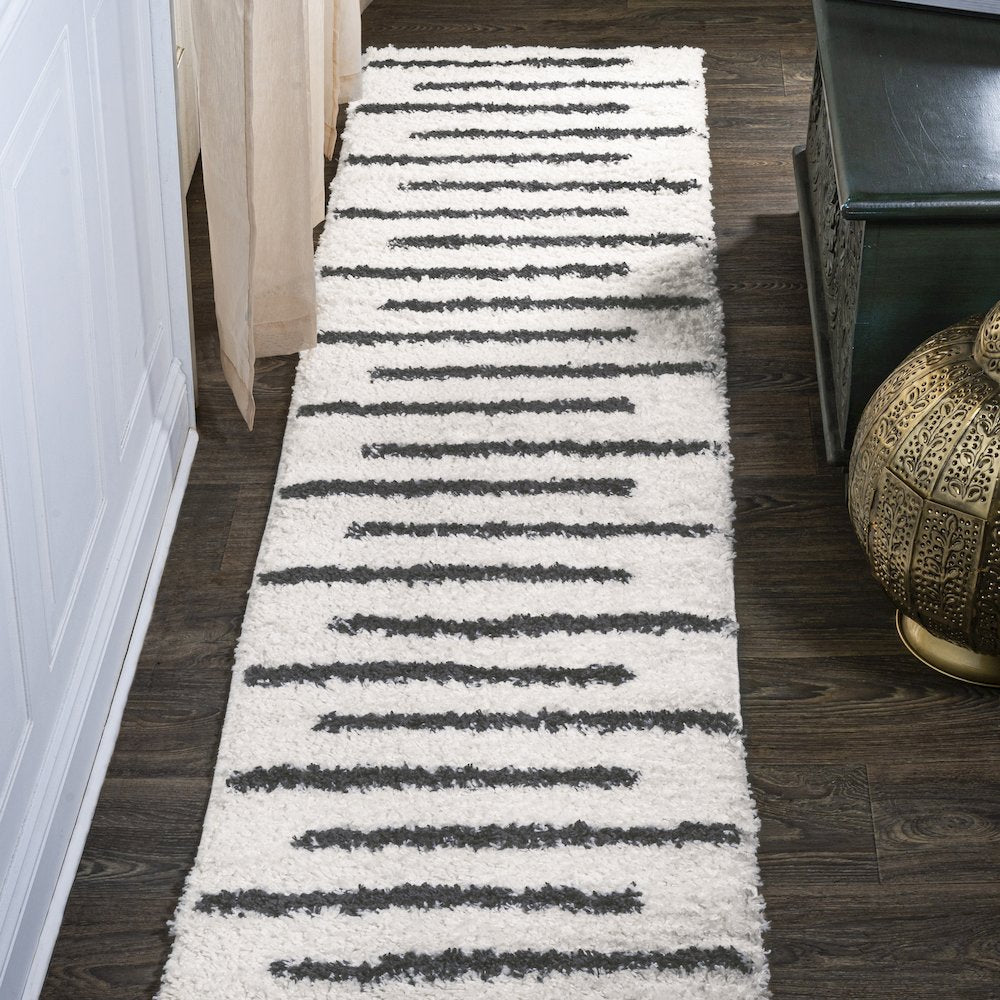 Alaro Berber Stripe Shag Area Rug