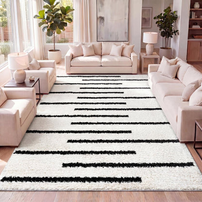 Alaro Berber Stripe Shag Area Rug