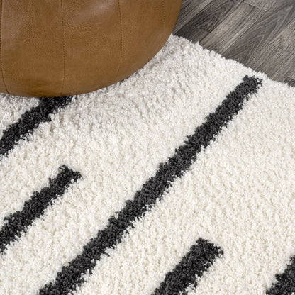 Alaro Berber Stripe Shag Area Rug