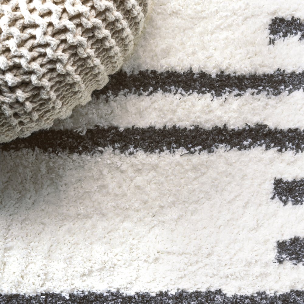 Petra Stripe Geometric Shag Area Rug