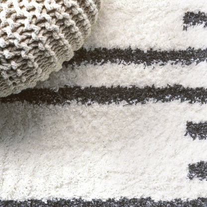 Petra Stripe Geometric Shag Area Rug