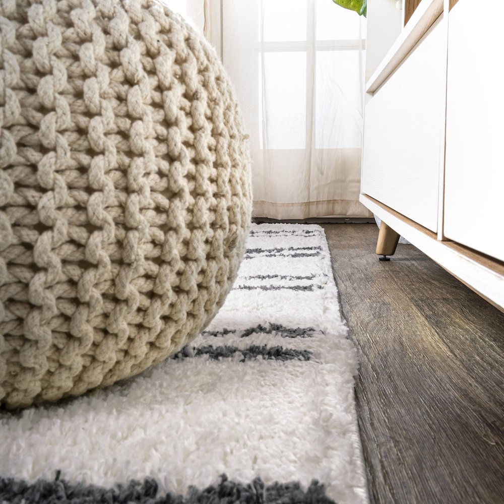 Petra Stripe Geometric Shag Area Rug