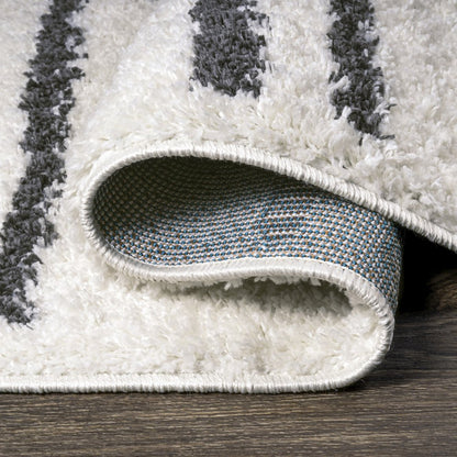 Petra Stripe Geometric Shag Area Rug