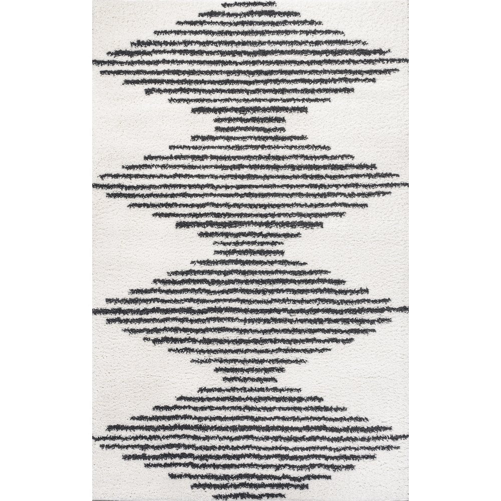 Elm Diamond Stripe Geometric Shag Area Rug