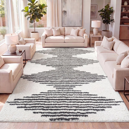 Elm Diamond Stripe Geometric Shag Area Rug