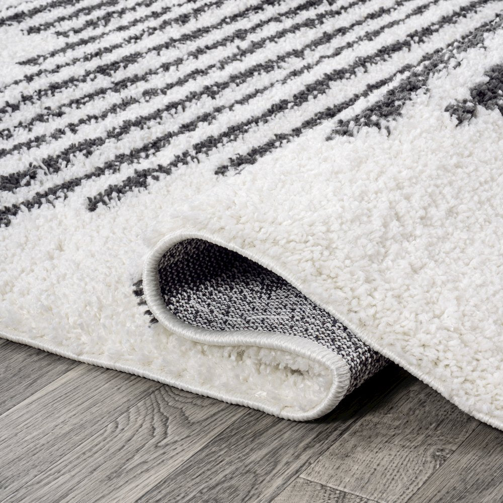 Elm Diamond Stripe Geometric Shag Area Rug