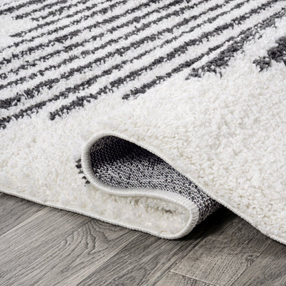 Elm Diamond Stripe Geometric Shag Area Rug