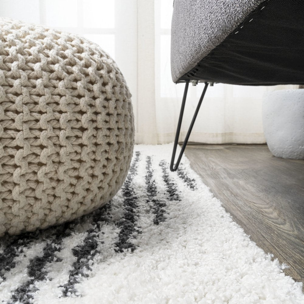 Elm Diamond Stripe Geometric Shag Area Rug
