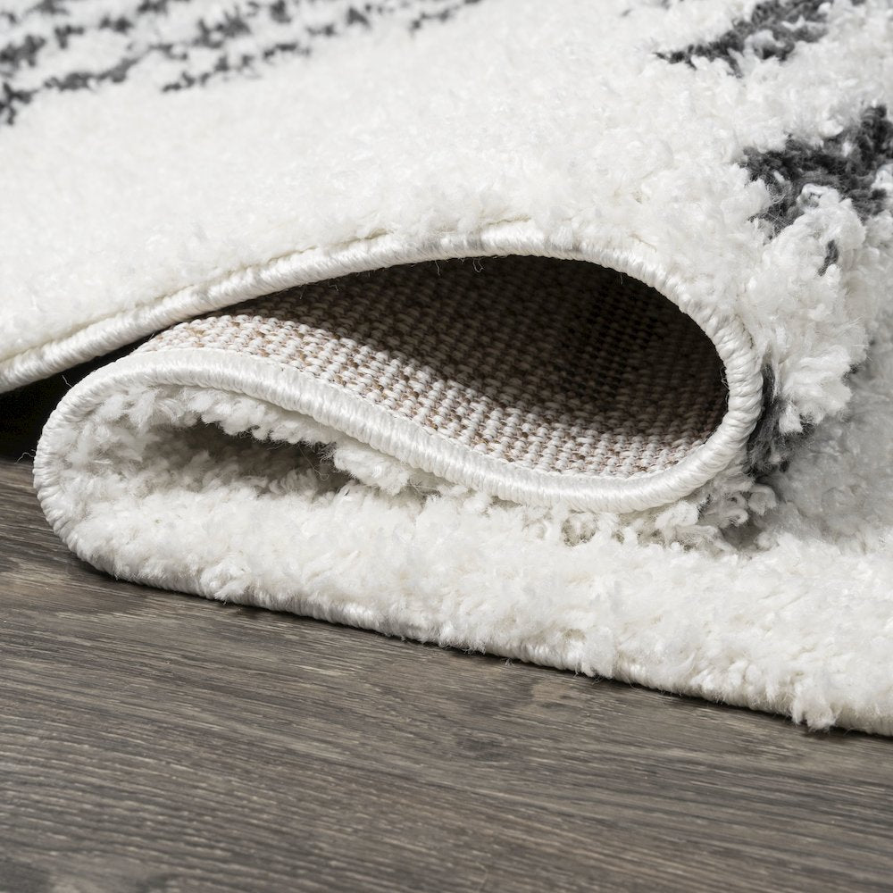 Elm Diamond Stripe Geometric Shag Area Rug
