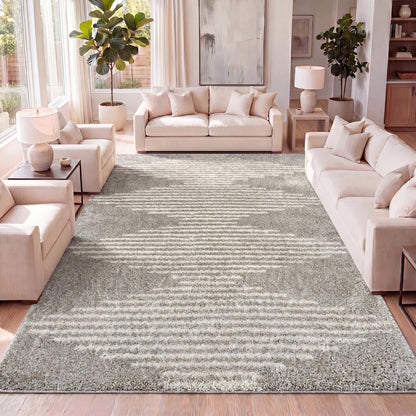 Petra Abstract Stripe Geometric Shag Area Rug