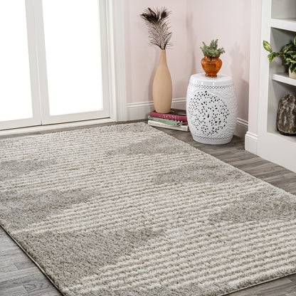 Petra Abstract Stripe Geometric Shag Area Rug