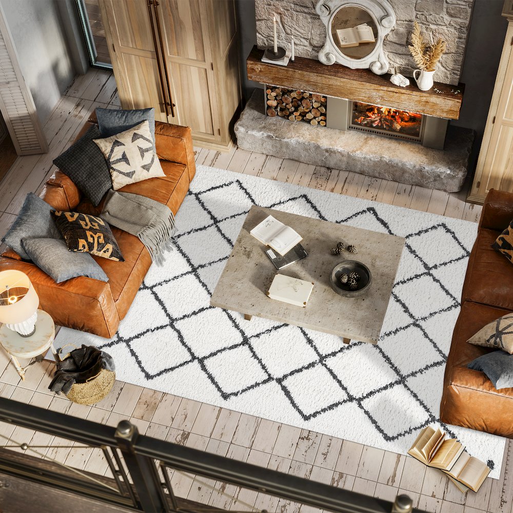 Cami Moroccan Style Diamond Shag Area Rug