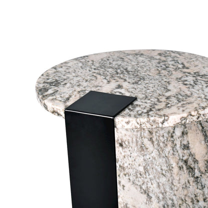 Lyra 20" Modern Round Asymmetrical Marble Accent Table
