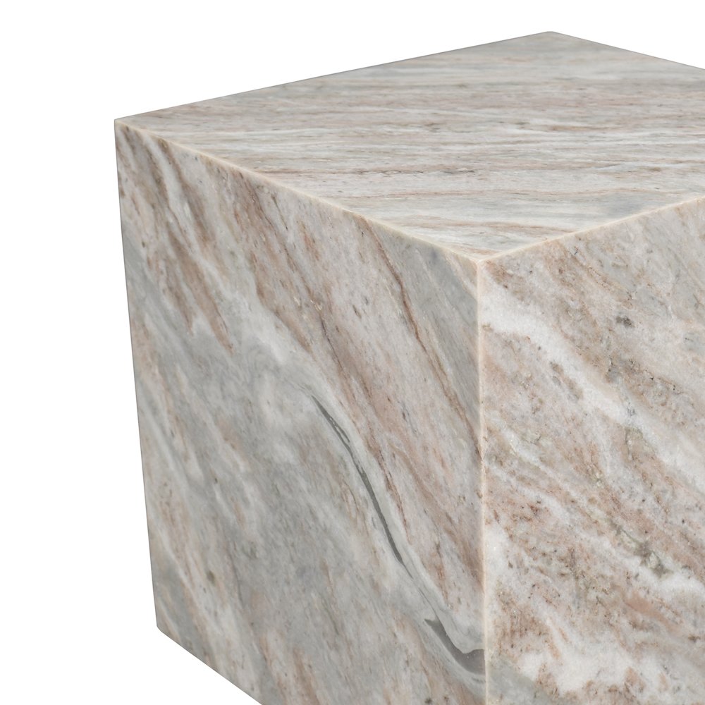 Felix 15" Minimalist Marble Cube End Table