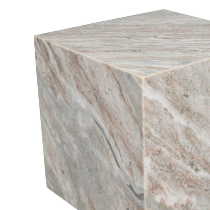 Felix 15" Minimalist Marble Cube End Table