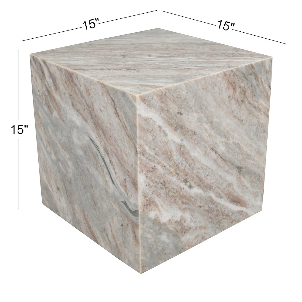 Felix 15" Minimalist Marble Cube End Table