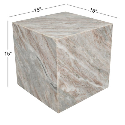 Felix 15" Minimalist Marble Cube End Table