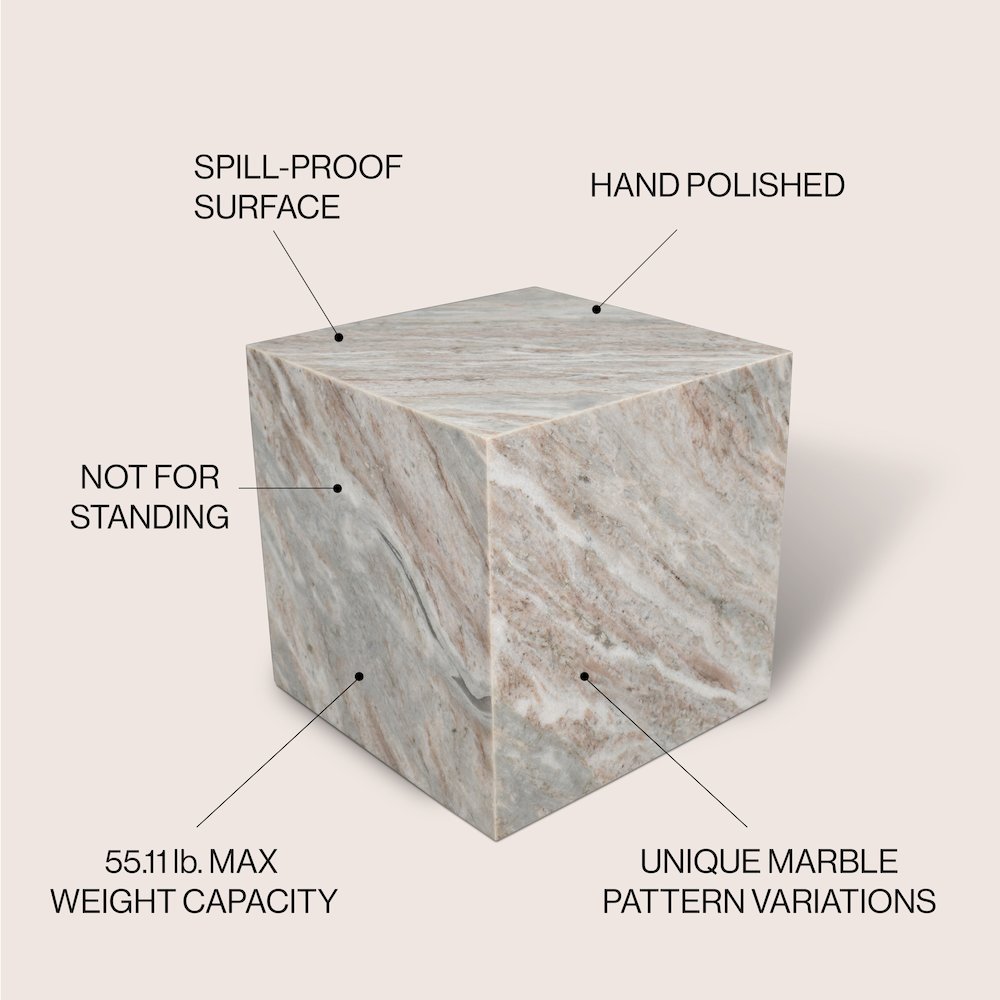 Felix 15" Minimalist Marble Cube End Table