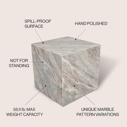 Felix 15" Minimalist Marble Cube End Table