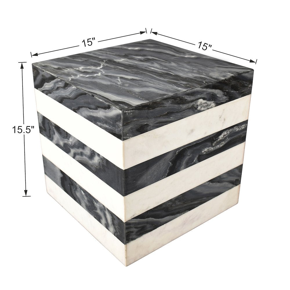 Felix 15.5" Minimalist Marble Cube End Table