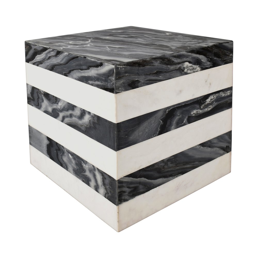 Felix 15.5" Minimalist Marble Cube End Table