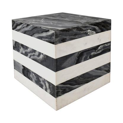 Felix 15.5" Minimalist Marble Cube End Table