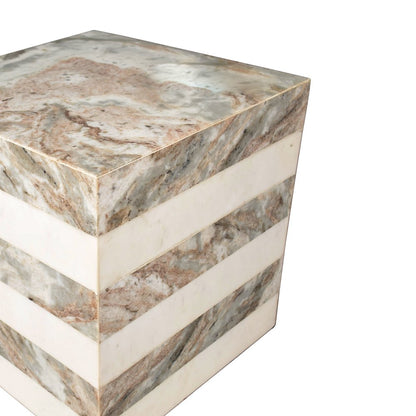 Felix 15.5" Minimalist Marble Cube End Table