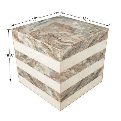 Felix 15.5" Minimalist Marble Cube End Table
