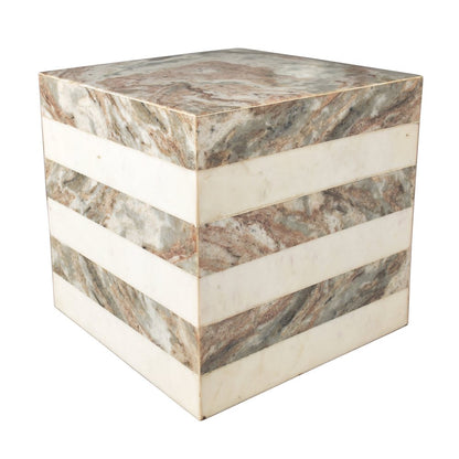 Felix 15.5" Minimalist Marble Cube End Table