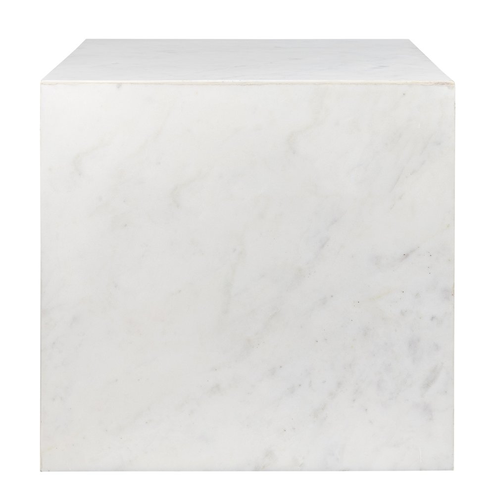 Felix Contemporary Solid Natural Marble Handmade Cube End Table, White