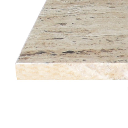 Cecil Modern 18.5" Square Natural Marble End Table with Cross Base