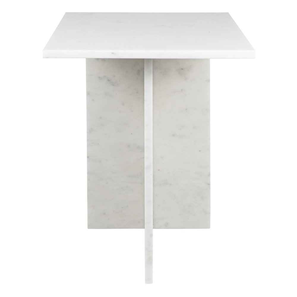 Cecil Contemporary Natural Marble Handmade T-Shaped End Table, White