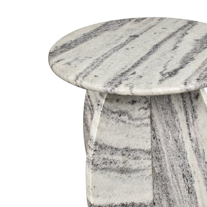 Venus Modern 17.5" Round Gray/Black Solid Marble End Table