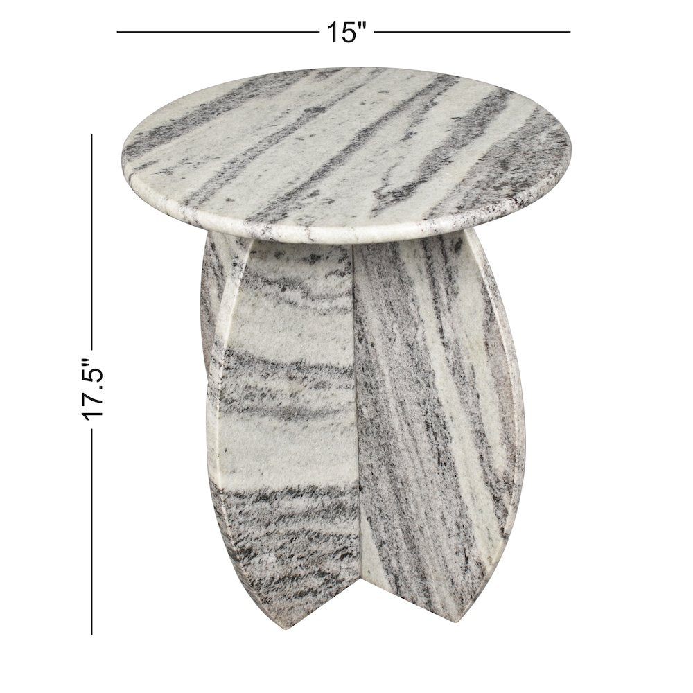Venus Modern 17.5" Round Gray/Black Solid Marble End Table