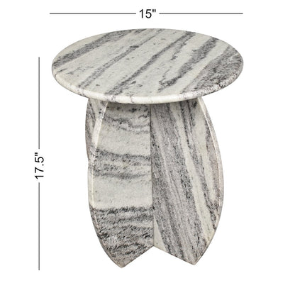 Venus Modern 17.5" Round Gray/Black Solid Marble End Table