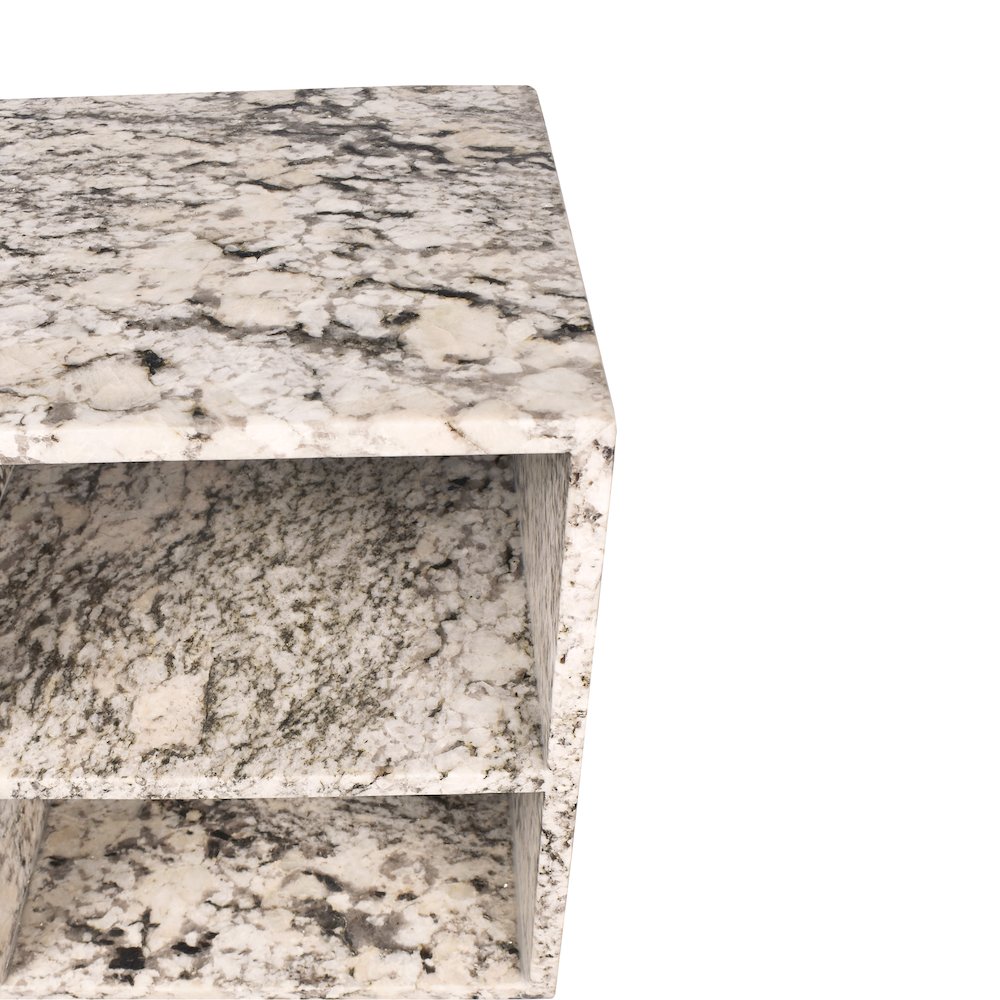 Sloane Modern 20" Genuine Beige Marble Square End Table with Open Shelf