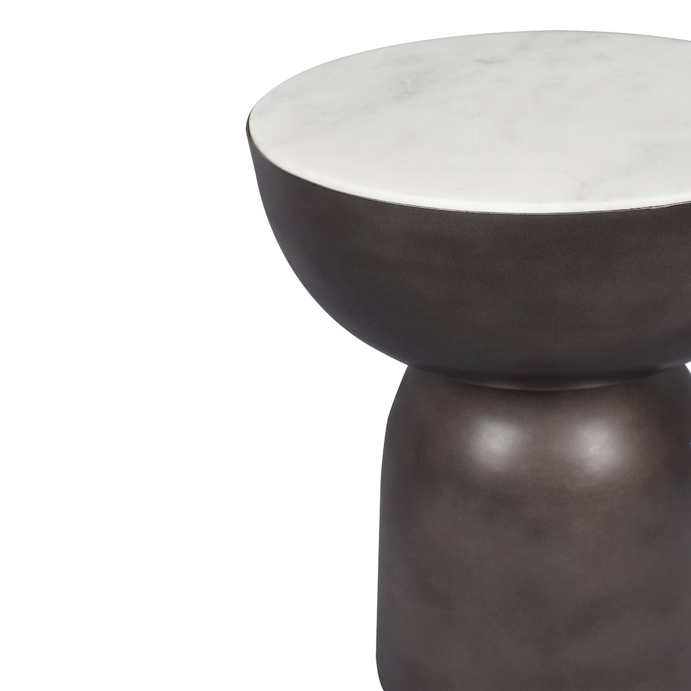 Atarah Modern 20" Round White Marble Top Accent Table