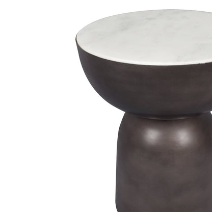 Atarah Modern 20" Round White Marble Top Accent Table