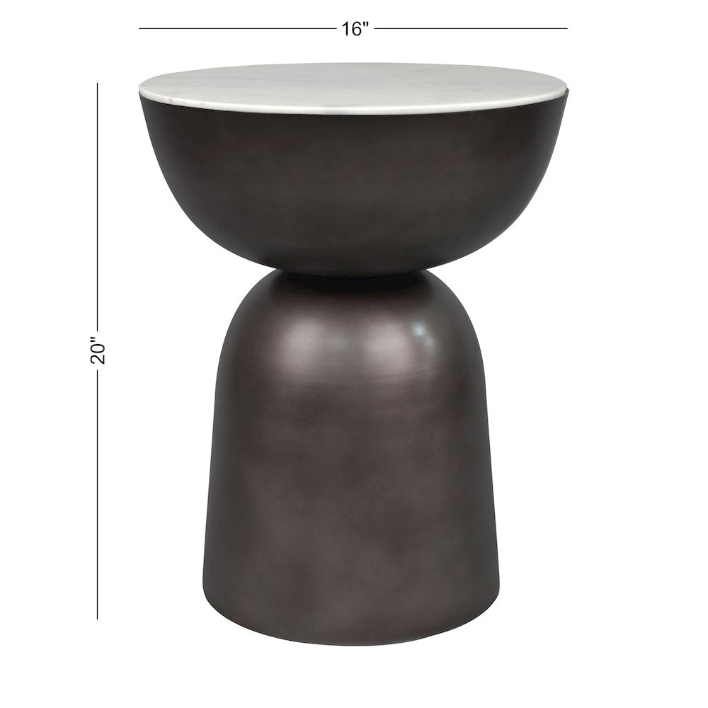Atarah Modern 20" Round White Marble Top Accent Table