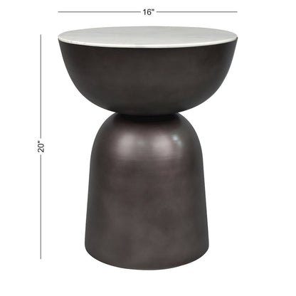 Atarah Modern 20" Round White Marble Top Accent Table