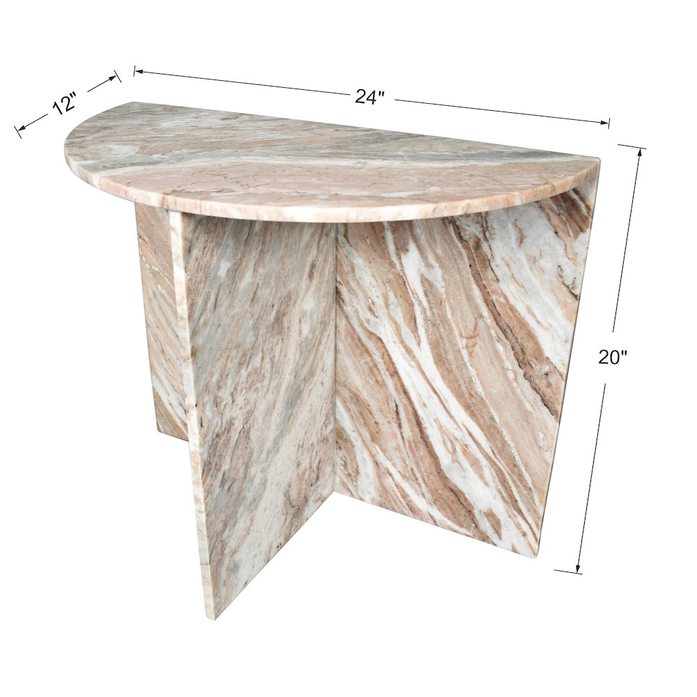 Patrice 20" Modern Half Moon Genuine Marble End Table