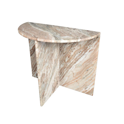 Patrice 20" Modern Half Moon Genuine Marble End Table