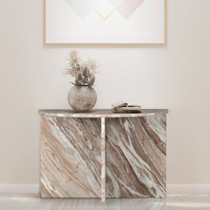 Patrice 20" Modern Half Moon Genuine Marble End Table